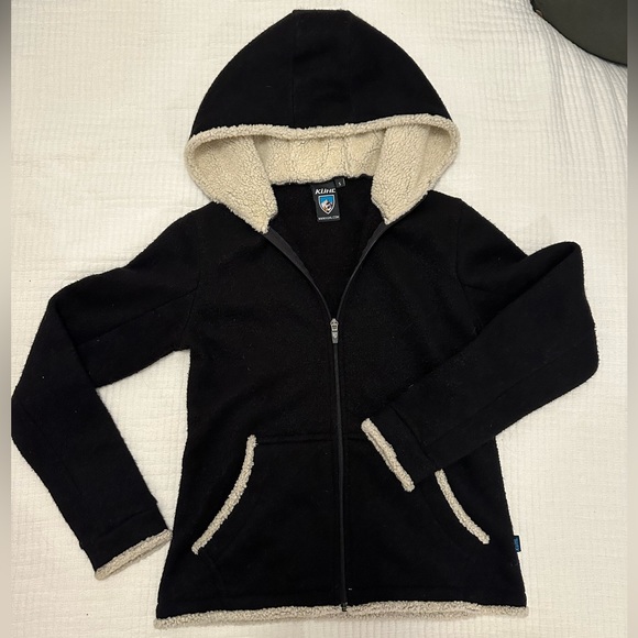 Kuhl | Black Alfpaca Hoodie Fleece Full Zip Jacket Small - Picture 1 of 4